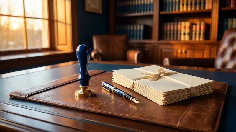 Embossing seal, fountain pen and stacked documents on a desk, How to Form a PLLC in New York (and When You Need a PC Instead)